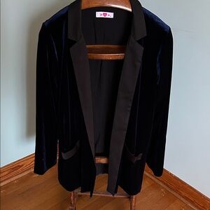 Elegant midnight Blue Velvet Blazer Large